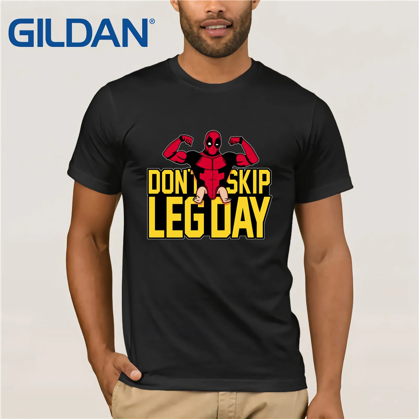 Мужская футболка с короткими рукавами Deadpool Don't Skip Leg Day хлопковая Забавные