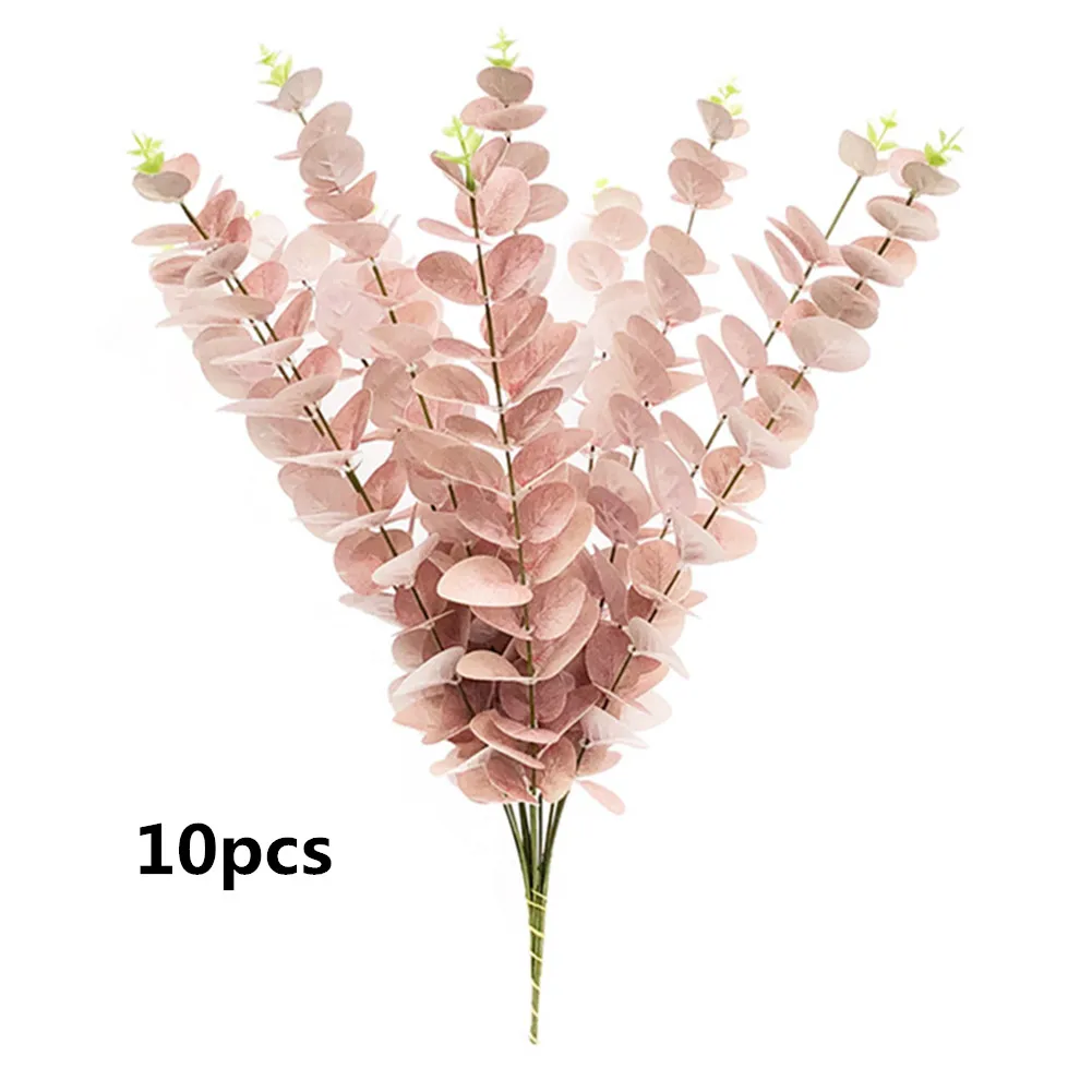 10pcs 4 шт. искусственный эвкалипт лист ПВХ Цветочный стволовых искусственной зелени эвкалипта лист для Свадебная вечеринка коробки и шкатулки декоративные ручной работы Поддельные растения - Цвет: 10pcs