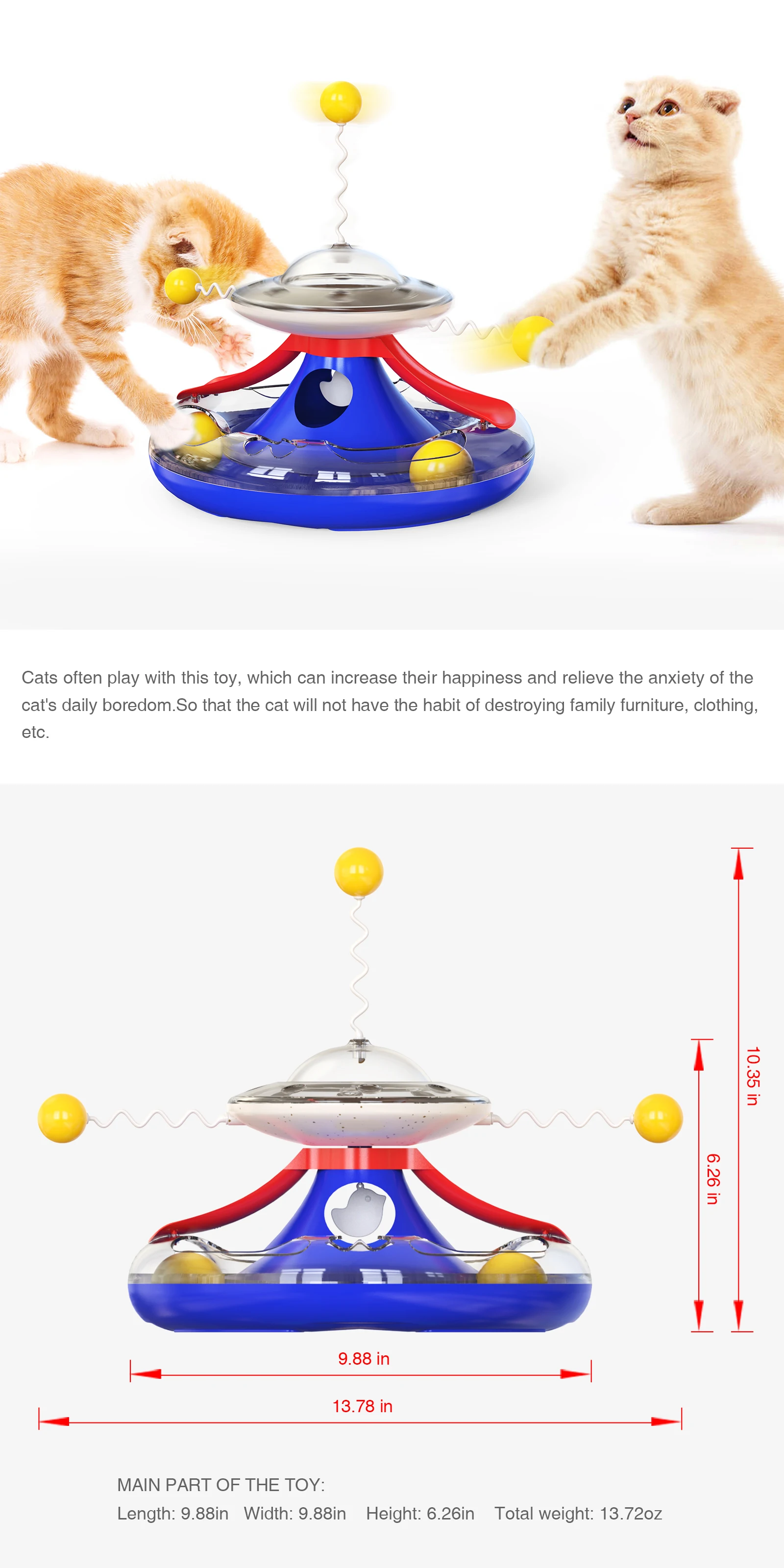 

Four-Color Cat Toy Tumbler Cat Track Cat Turntable Leaking Food Toy Funny Cat Baseball Interactive Cat Toy