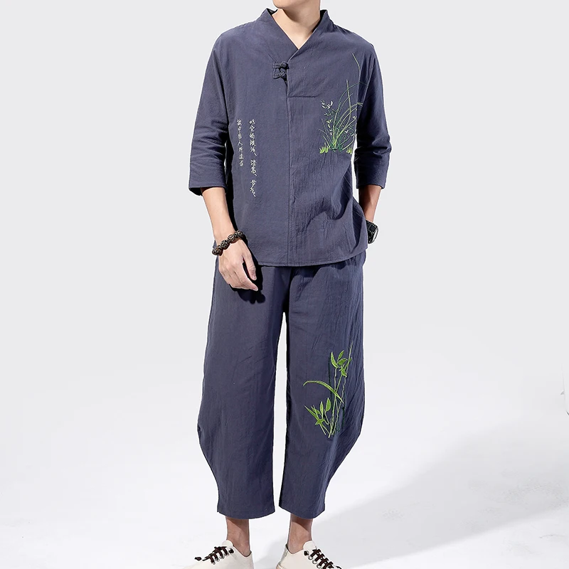 

Harajuku Style Men's Harem Pants Leisure Cotton Linen Tee Shirt Homme Streetwear 2020 Summer T-shirts Mens Pants Large Size 5XL