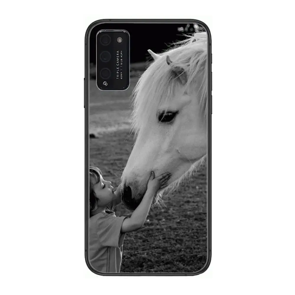 

Horse animal painting Clear Phone Case For Huawei Honor 10 20 30 9 X Pro Lite V 5G RU Black Etui Coque Hoesjes Comic Fashion