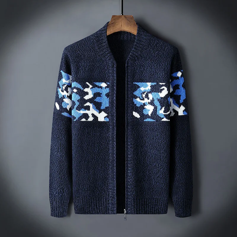 

New Arrival Fashion Spring Men Stand Collar Cardigan Sweater Youth Knitwear Computer Knitted Casual Size M L XL 2XL 3XL