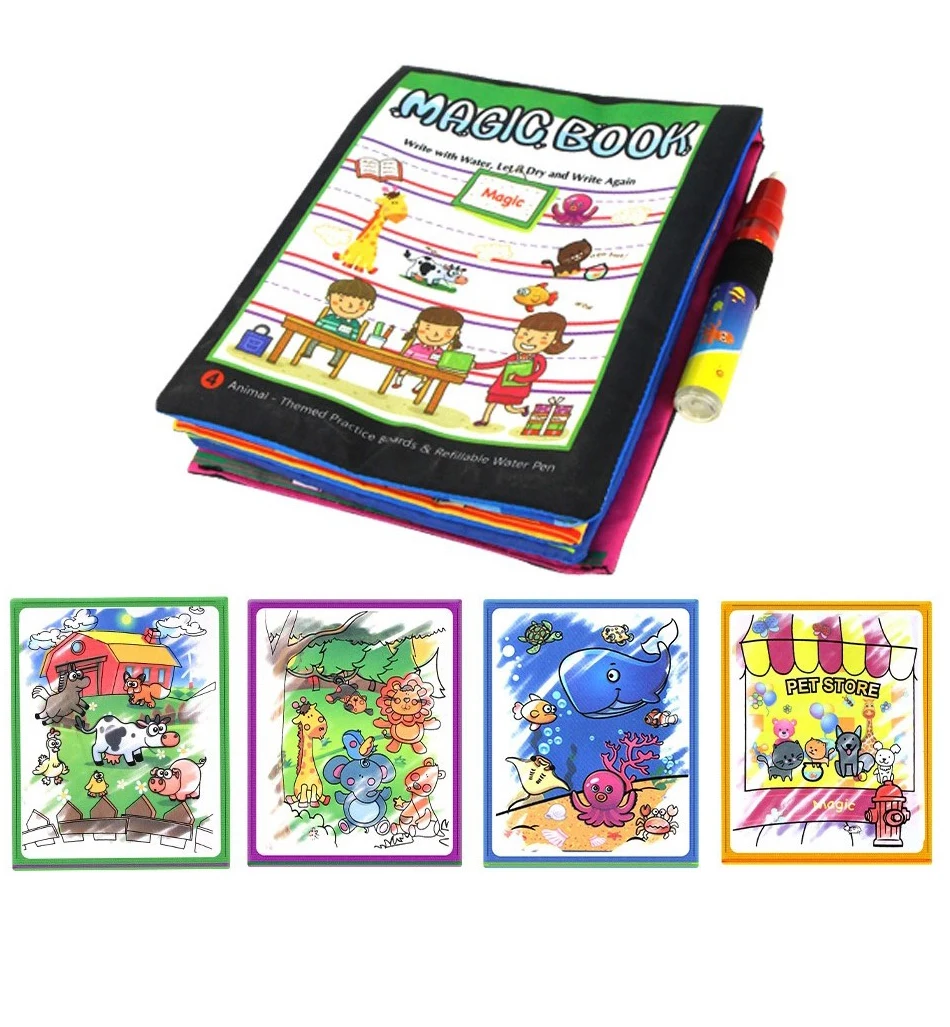 Coolplay 21*17 см Животные водная книга для рисования и 2 волшебные ручки Водная раскраска доска каракули коврик развивающие обучающие игрушки для детей
