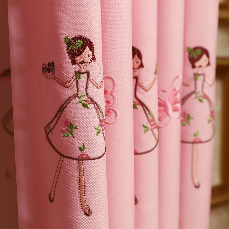 Розовые Мультяшные занавески принцессы для гостиной Детские затемняющие шторы с
