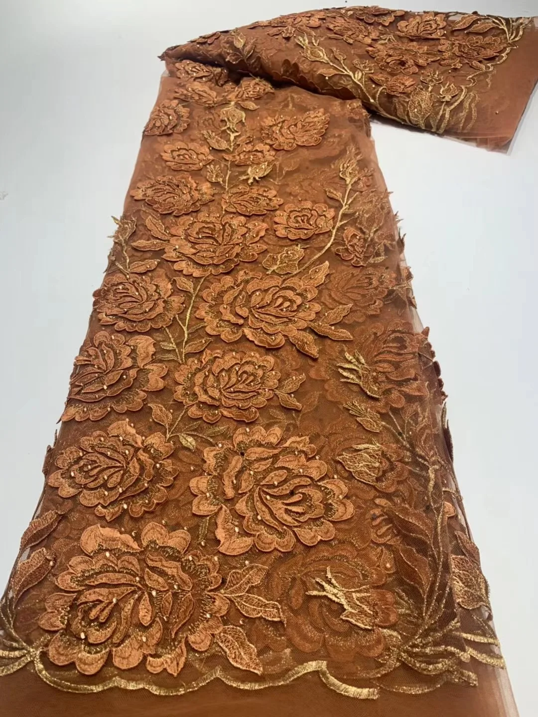 Роскошная Тяжелая кружевная ткань ручной работы французское свадебное платье