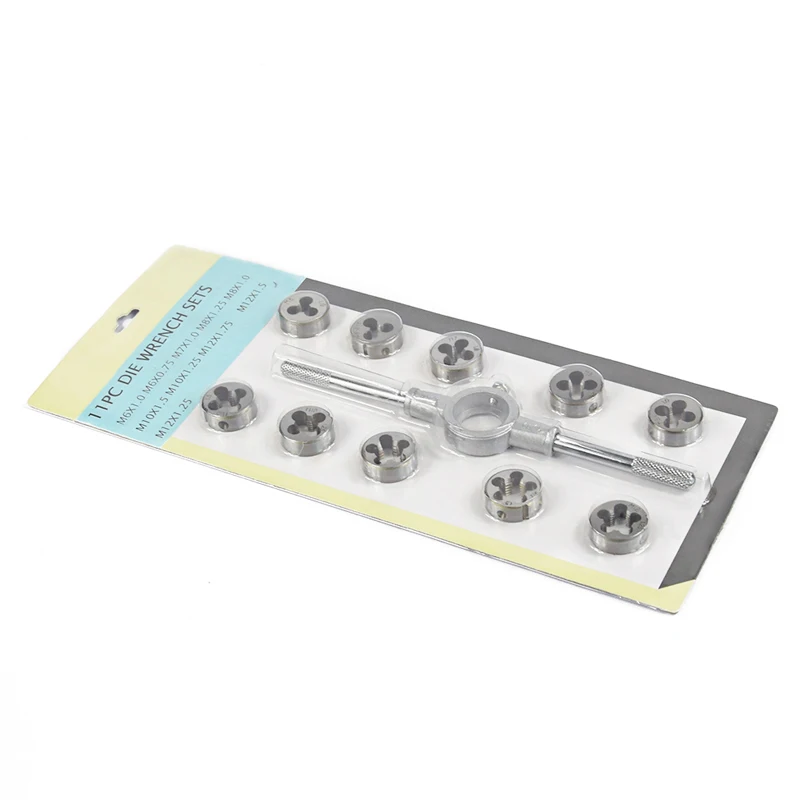 11pcs M6-M12 11 шт. M6-M12 набор резьбовых гаечных ключей метрические резьбовые винтовые краны ручные инструменты набор винтов и штампов набор резьбовых ручных нарезок - Color: 11pcs M6-M12