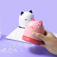 portable mini cute cat desk vacuum cleaner desktop keyboard cleaner computer brush dust collect for office school table sweeper
