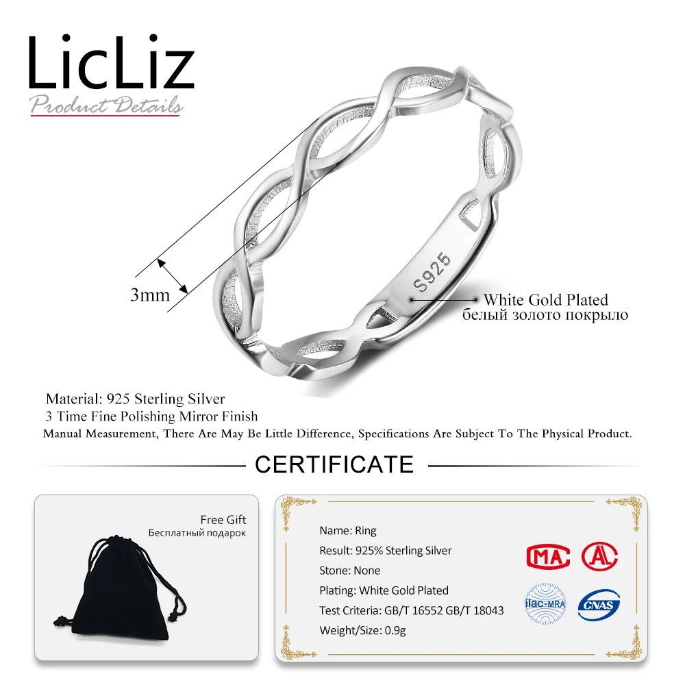LicLiz, 925 пробы, серебряное, полое Ювелирное кольцо с плетеным орнаментом для женщин, треугольный крест, сердце, звезда, лист, кольцо, Joyas de Plata 925 LR0469
