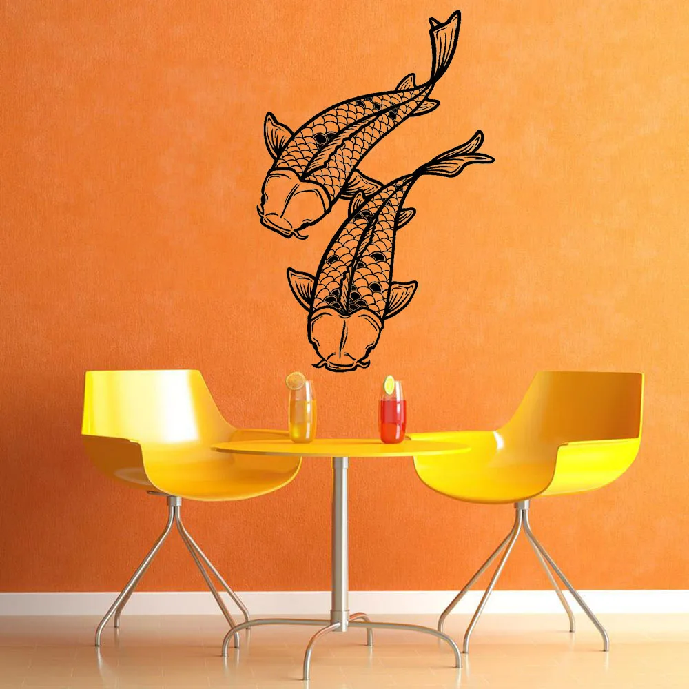 

Koi Fish Wall Decal Japanese Animals Ocean Asian Style Vinyl Window Stickers Kitchen Living Room Home Decor Art Wallpaper Q855