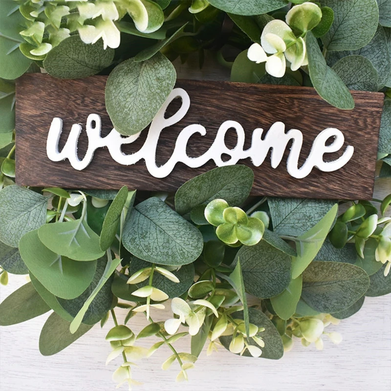 

Artificial Eucalyptus Wreath 12 Inch Green Leaves Hanging Garland for Front Door Wall Window Decor H051