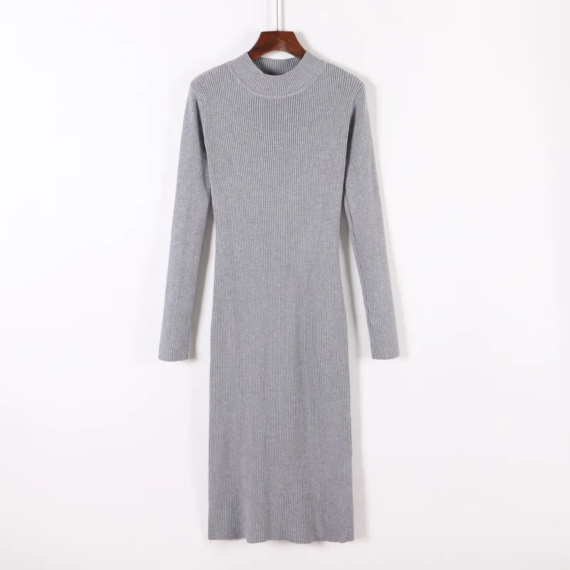 2022 новое осенне-зимнее женское трикотажное платье с высоким воротником