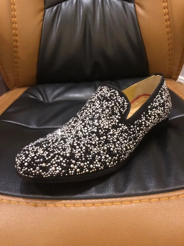 Роскошные Дизайнерские лоферы мужская обувь свадебные вечерние туфли стразы со