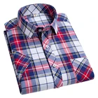 Мужская рубашка AOLIWEN, из 30% хлопка, в красно-белую клетку, повседневная, на пуговицах, шелковая, мягкая, приталенная, для лета, 2021