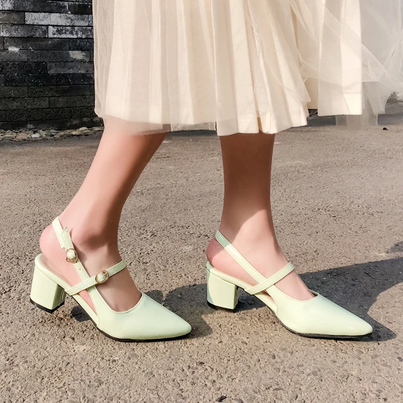

2020 Summer Brand pointed toe Sandals sexy thin high heels Shoes spring hollow coarse sandals high-heeled shallow Woman big size