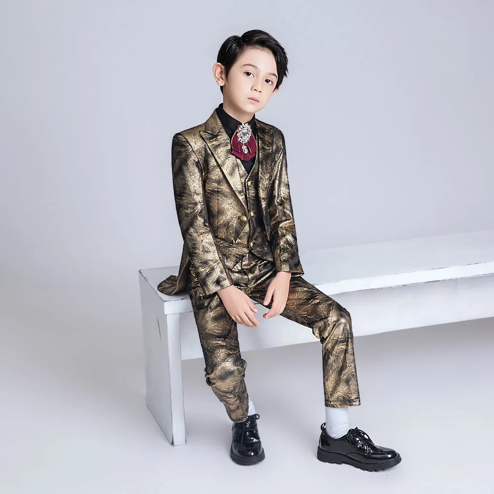 YuanLu/Коллекция 2019 года детские костюмы для мальчиков смокинг блейзер с