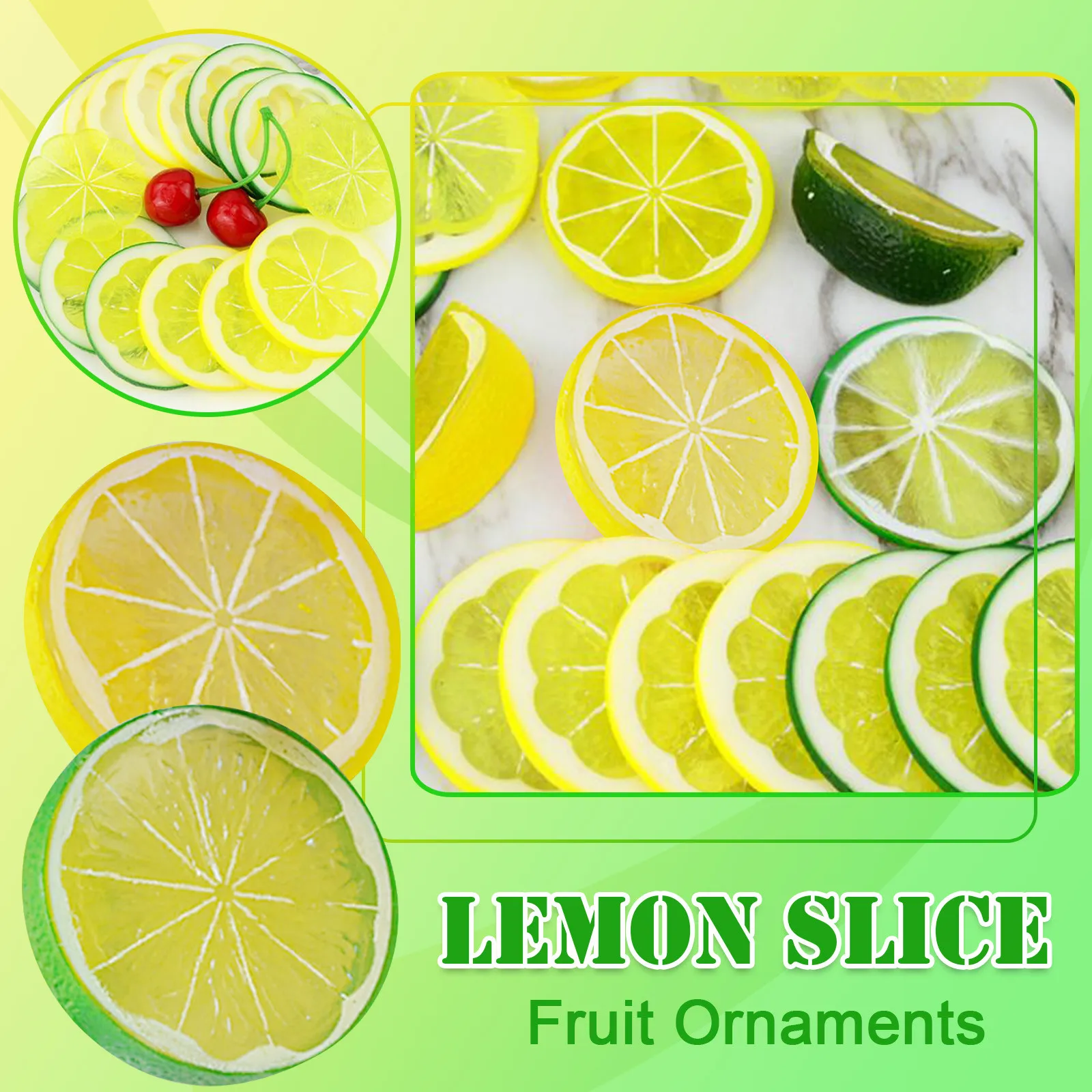 

Home Decor Artificial Fruit Simulation Lemon Slices Christmas Fruit Ornament Kitchen Wedding Fake Lemon Decoration Supplies FFT