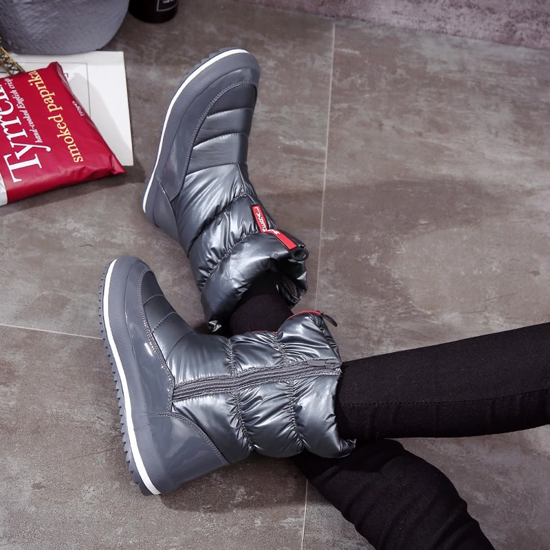 Зимние ботинки для женщин повседневные пуховые на платформе Женская