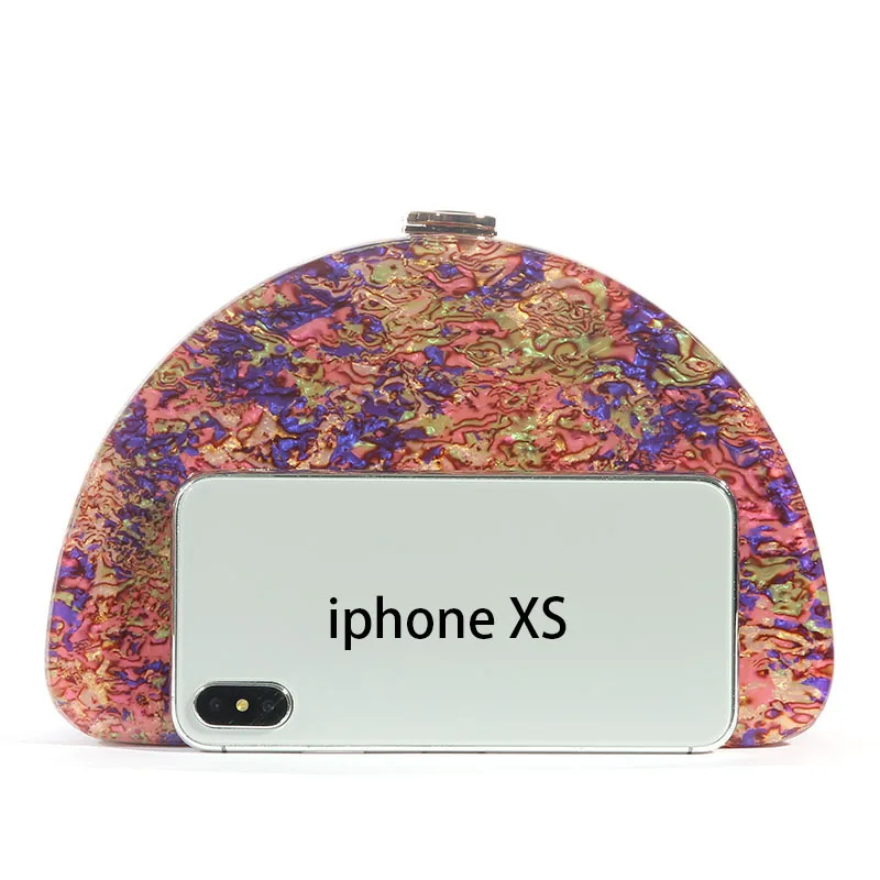 Новый полукруглый Акриловые сумка Для женщин вечерняя сумочка клатч на цепочке