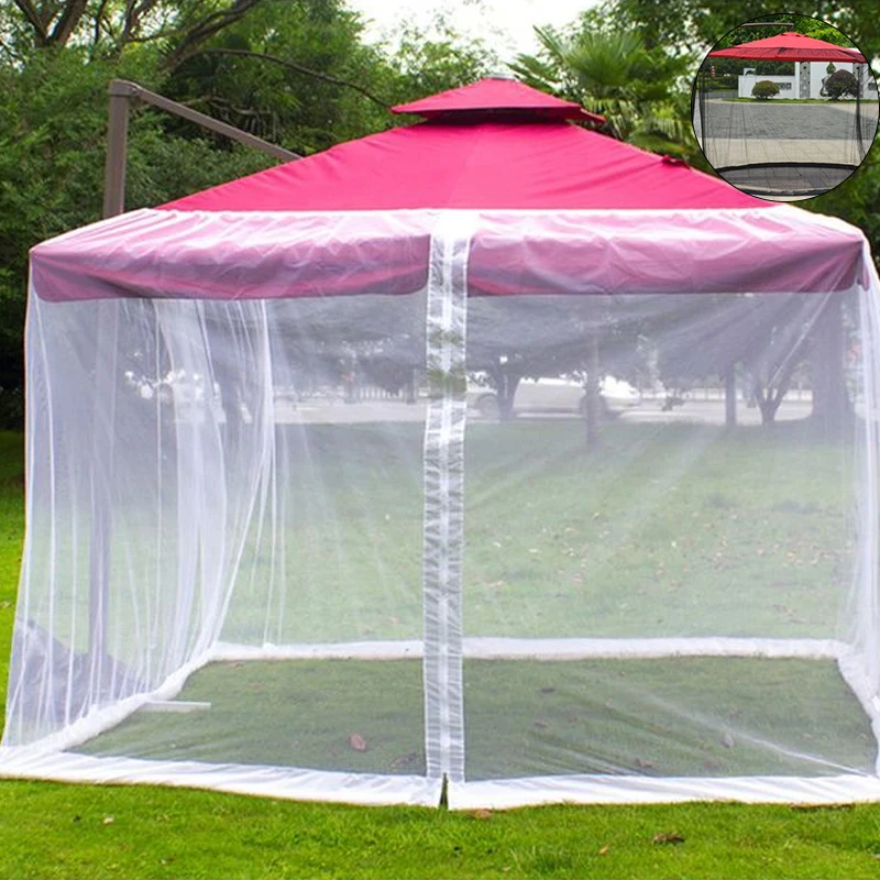 

New Universal Patio Umbrella Mosquito Net Mesh Net Screen Canopy Umbrella Net Adjustable Rope Zipper Door Durable Outdoor
