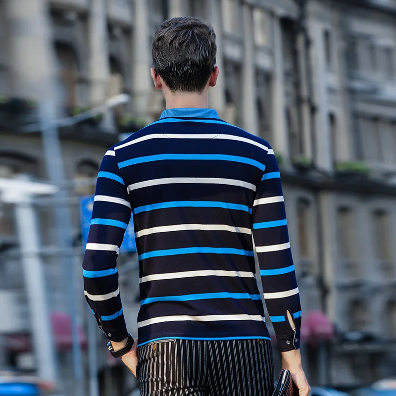 MRMT 2022 Brand New Autumn Men's Polo Shirt Cotton Long-sleeved Stripe Casual Lapel for Male Tops | Мужская одежда