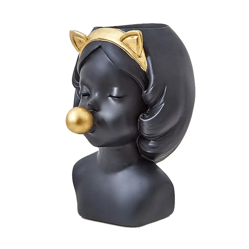 

CREATIVE ART PORTRAIT SCULPTURE HEAD VASE BUBBLE GUM GIRL FLOWER VASE FLOWER ARRANGEMENT ACCESSORIES HOME DECORATION R1963