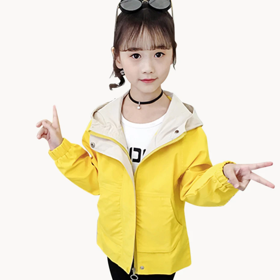 Kids Jacket Patchwork Hooded Windbreaker For Girls Letter Print Jackets Spring Autumn Novelty Outerwear School | Детская одежда и