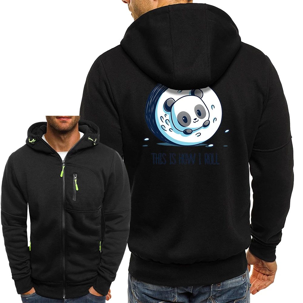 

Толстовка I Roll Panda Мужская повседневная, свитшот на молнии свободного покроя, жакеты в стиле хип-хоп, мультяшное пальто с капюшоном, осень 2021