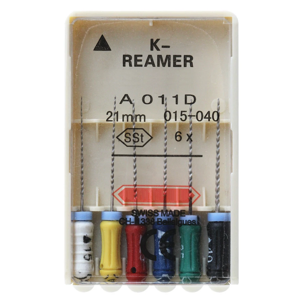2 упаковки стоматологических K-REAMER-фильев 21/25 мм из нержавеющей стали