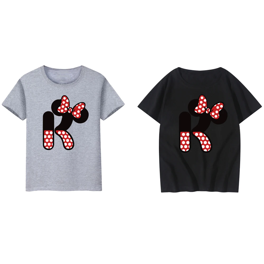 

Disney Women T Shirt Letter Print Casual Short Sleeve Kids Outfits Family Clothing Soft Tshirts Parent-child Tees Streetwear