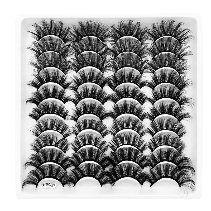

NEW 20 Pairs mink eyelashes 25mm lashes fluffy messy 3D mink lashes wholesale natural Long Thick false eyelashes extension