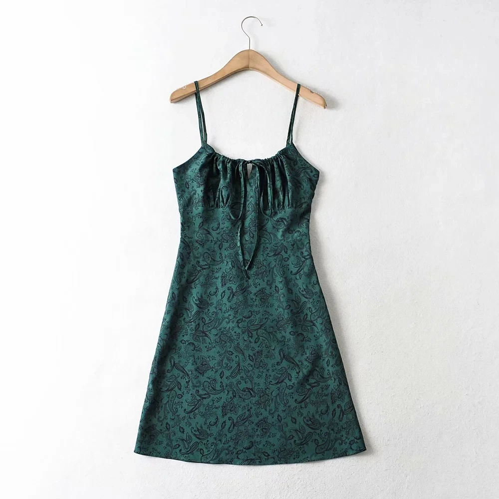 

Foridol Strap Sleeveless Print Boho Summer Dress Long Women Green Floral Yellow Dresses Sundress Vintage French Style Dress