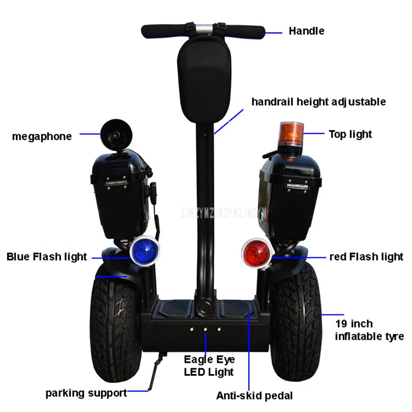 

19 inch Hoverboard Two Wheel Electric Self Balancing Scooter Off-road Property Patrol Bluetooth Speaker 48V Battery 25km Mileage
