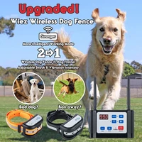wireless dog fence electric training collar 2 in 1 dual antenna adjustable range control 100 990 ft rechargeable for 2 dogs