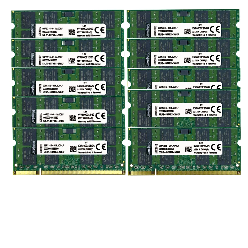 (10pcs2gb) ddr2 800 МГц pc2-6400 so-dimm Оперативная память 200-шпильки 1,8 v без кода коррекции ошибок, оптовая продажа регулирования громкости/2R X 8 без кода коррекции ошибок