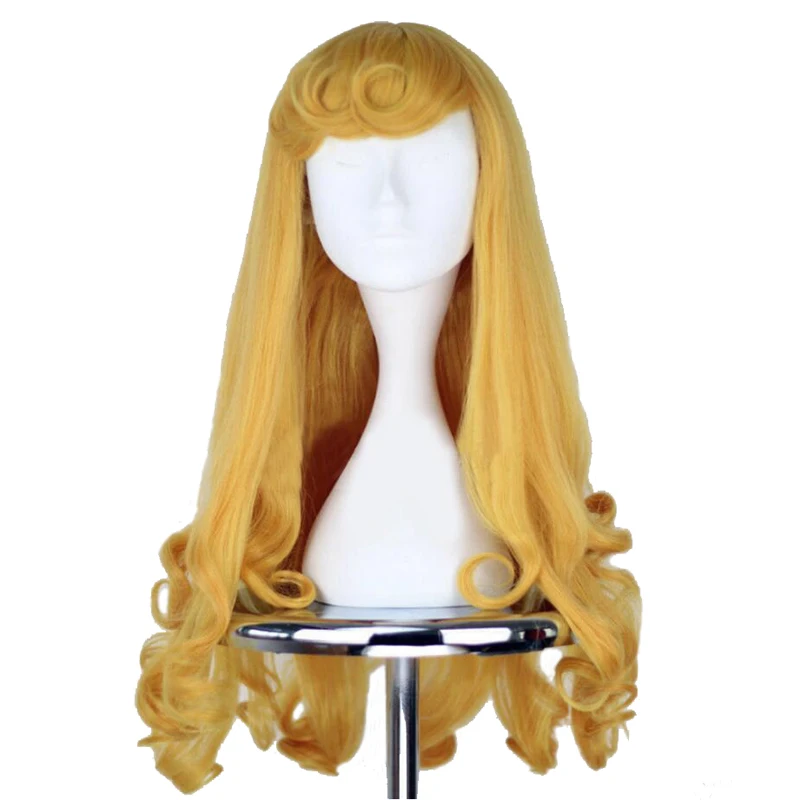 Anime Sleeping Beauty Princess Aurora Wig Briar Rose Long Yellow Hair Cosplay Costume Halloween Party Wigs + Cap | Тематическая