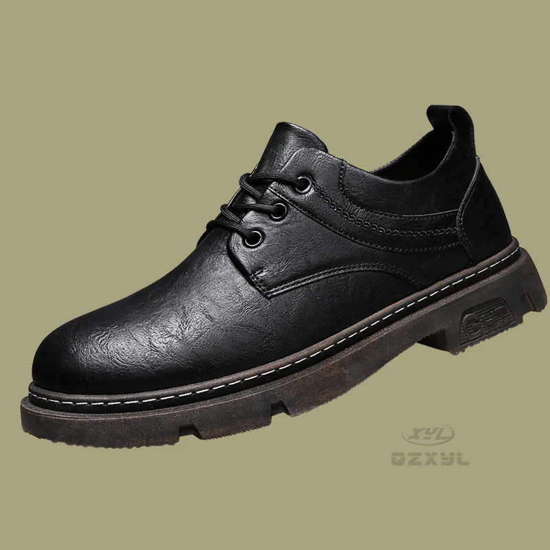 

Низкие ботинки-мартинсы QZXYL для мужчин, кожаная обувь для инструментов, ретро британские повседневные ботинки, мужская обувь, женские ботил...