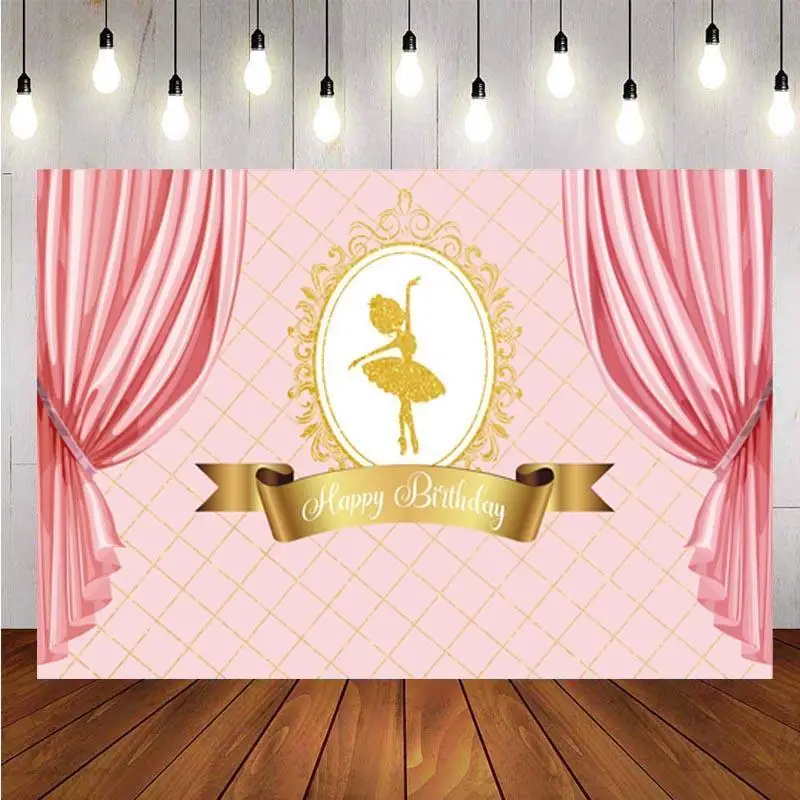 

Фон для фотосъемки маленькой принцессы балерины вечеринка в честь Дня Рождения Розовая Занавеска фон для детской фотосъемки реквизит для ф...