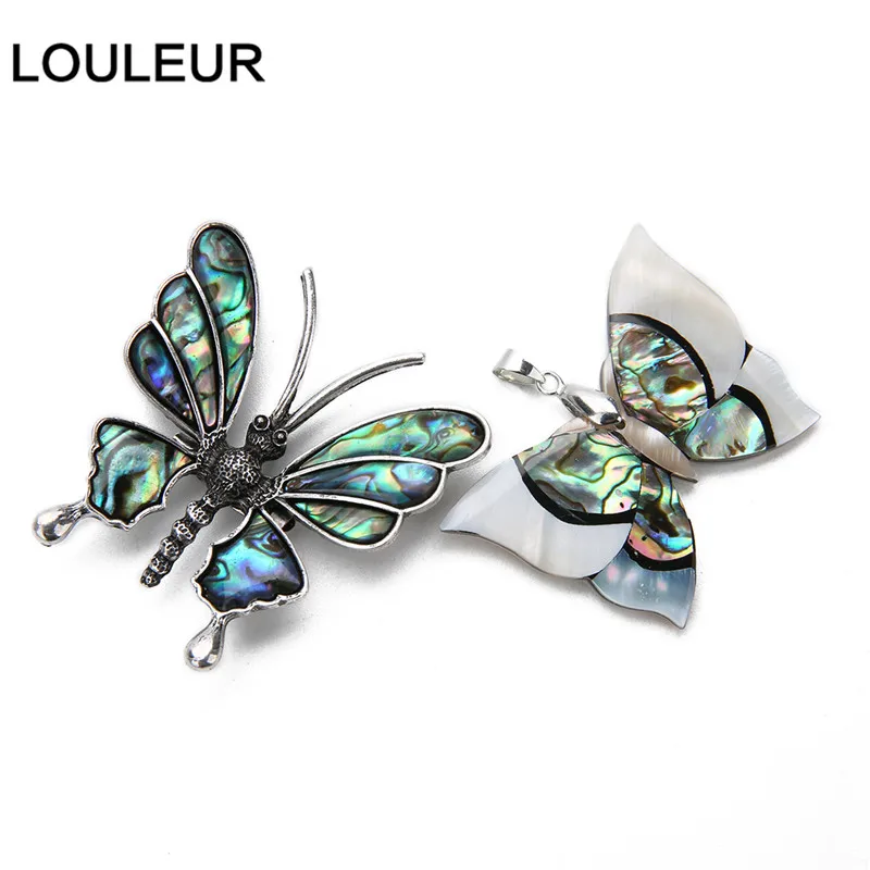 LOULEUR 2 стильные женские винтажные бабочки Натуральные Цветные подвесные броши в