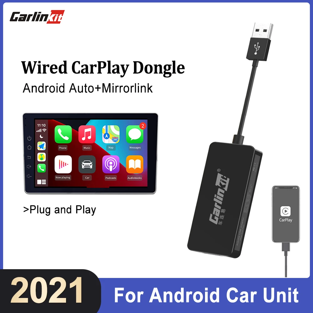 

CarlinKit Wired Android Auto Apple Carplay Dongle Products For Refit Android Car Head Radio Smart Link Mirroring Link Map Music