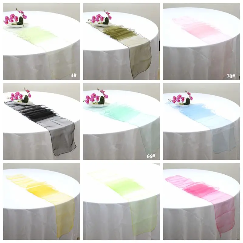 

25pcs Colors Organza Table Runner Banquet Tablecloth Runners For Wedding Event Decoration