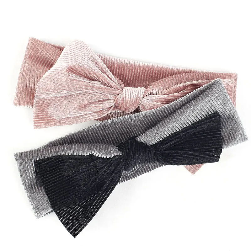 Cute Big Bow Baby Headbands Kids Childs Toddler Ribbed Elastic Hair Band Accessories Headwrap Girls Newborn Baby Headdress