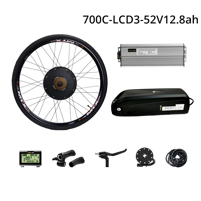 700C 52v12.8ah 52v12. 8ah батарея для электровелосипеда с 48 в 1500 Вт комплект для переоборудования электрического велосипеда 52 В батарея 48 в Набор для электровелосипеда - Цвет: 700C 52v12.8ah