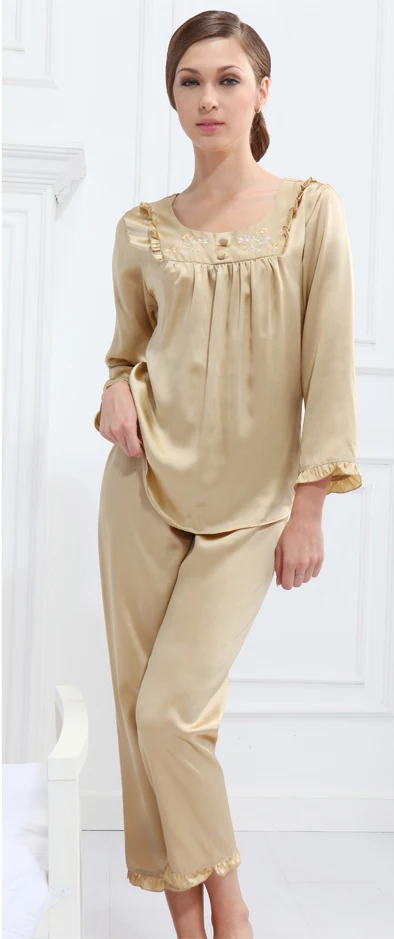 Men Spring Silk pajamas Long sleeve Nightgown Sleepwear Slip