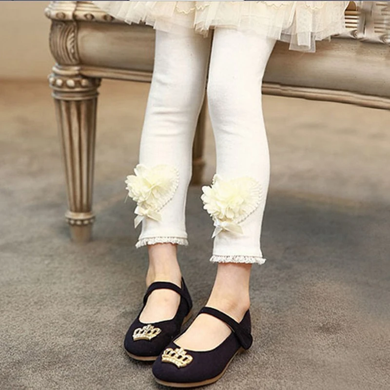 Леггинсы Стразы с оборками кружевные штаны принцессы сердечками хлопковые