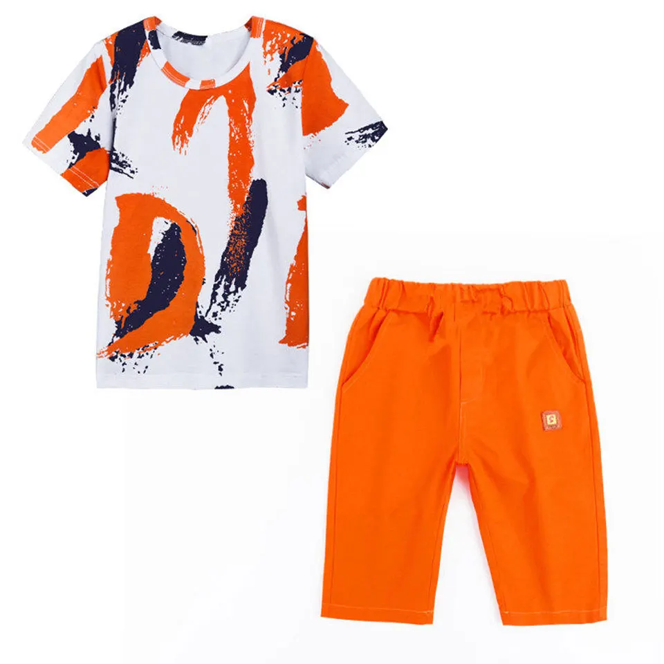

Boys Clothing Sets Summer 2020 Cotton Teenage Kids Boys Suit For 4 6 8 10 12 14 Years Children Short Sleeve Shirt Shorts Set