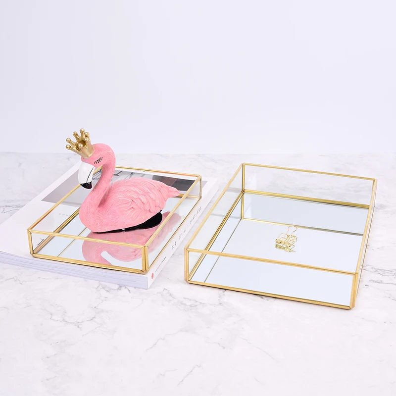 

European Phnom Penh Glass Storage Jewelry Tray Home Decoration Storage Tray Modern Decoration Desktop Finishing Storage Tray