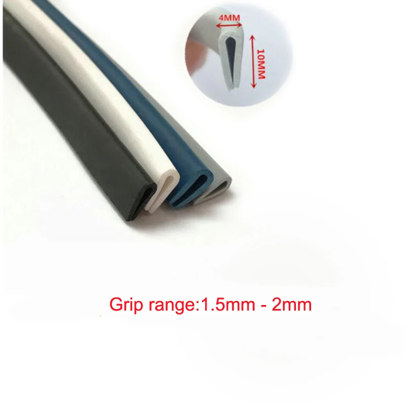 

4 x 10mm U Channel EPDM Metal Edge Trim Strip Glass Edge Guard Rubber Sealing Strip Weatherstrip Car Door Protector