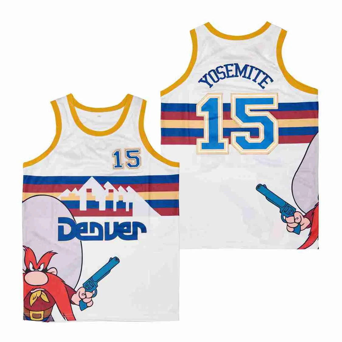 

BG basketball jerseys SAM DENVER 15 YOSEMITE jersey Embroidery sewing Outdoor sportswear Hip-hop culture white 2021 new