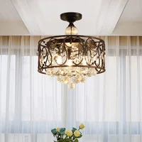 American crystal restaurant ceiling lamp country Antique Iron living room lamp warm bedroom study ceiling lamp