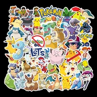 50pcs pokemon anime stickers cartoon waterproof sunscreen notebook trolley car sticker pikachu psyduck gengar children boys toys
